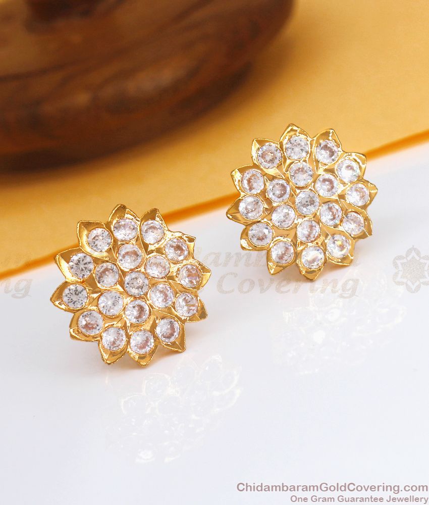 Stunning Full White Gati Stone Stud Impon Jewelry ER3517