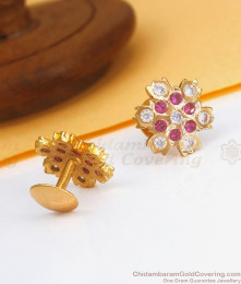 Buy Premium Quality Impon Stud With Ruby White Stone Design ER3521