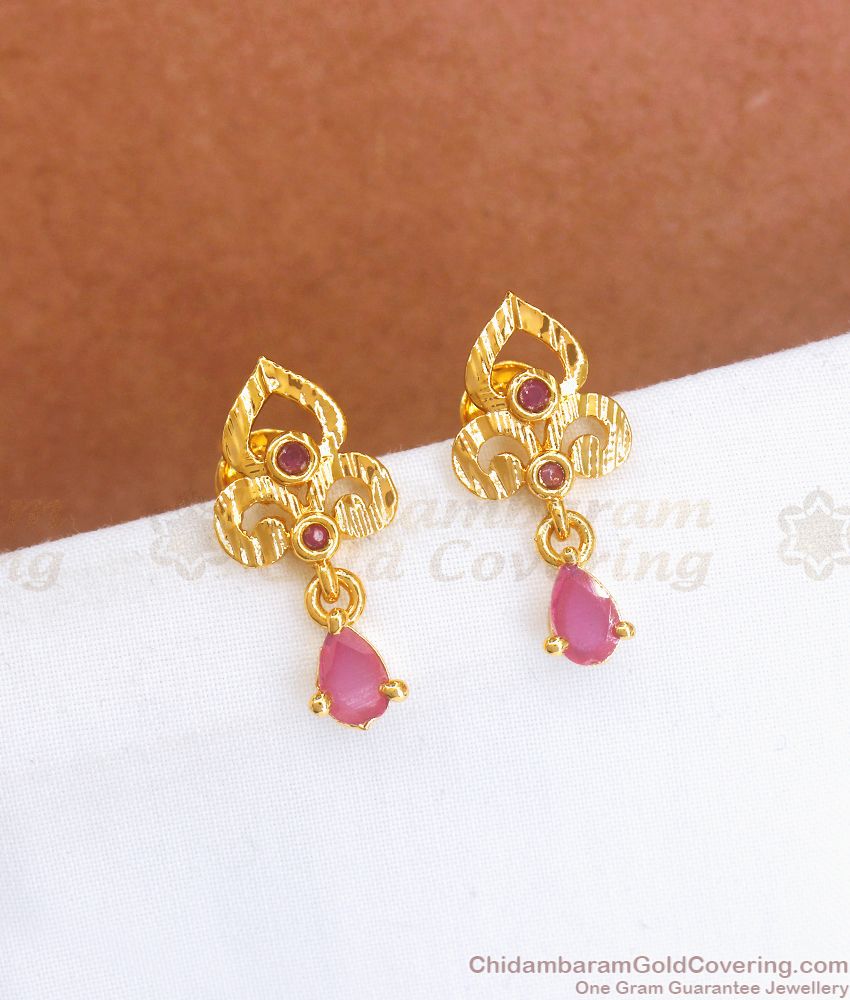 1 Gram Gold Stud Earring Full Ruby Collection ER3528