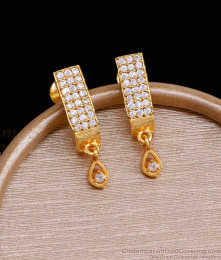Multi Step Design Gold Plated Stud Earring White Stone Collections ER3536 Multi Step Design Gold Plated Stud Earring White Stone Collections ER3536
