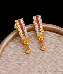 Big Strip Design Gold Plated Stud Earring Shop Online ER3537