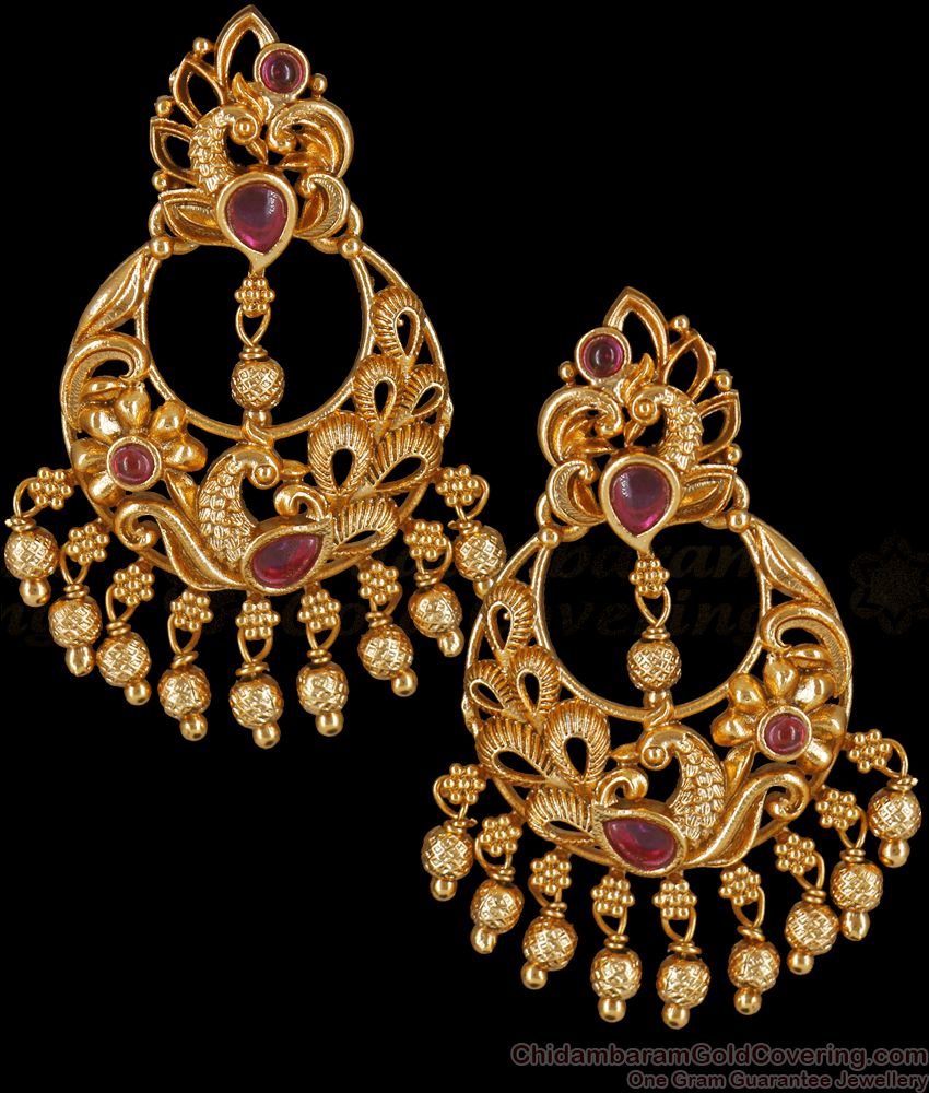 Antique Gold AD Kemp Long Kundalam Earrings at Rs 950.00 | Antique Earring  | ID: 2852870191688