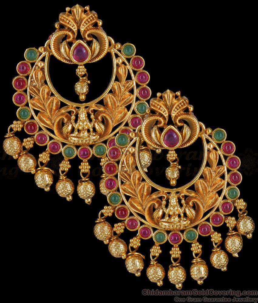 Traditional Bollywood Pattern Antique Gold Earring Shop Online ER3550