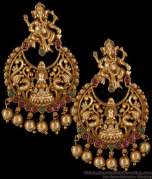 Traditional Vinayaka And Lakshmi Pattern Antique Dangler Earring ER3552 Traditional Vinayaka And Lakshmi Pattern Antique Dangler Earring ER3552