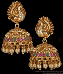 Premium Bridal Peacock Jhumka Earring Antique Collections ER3557 Premium Bridal Peacock Jhumka Earring Antique Collections ER3557