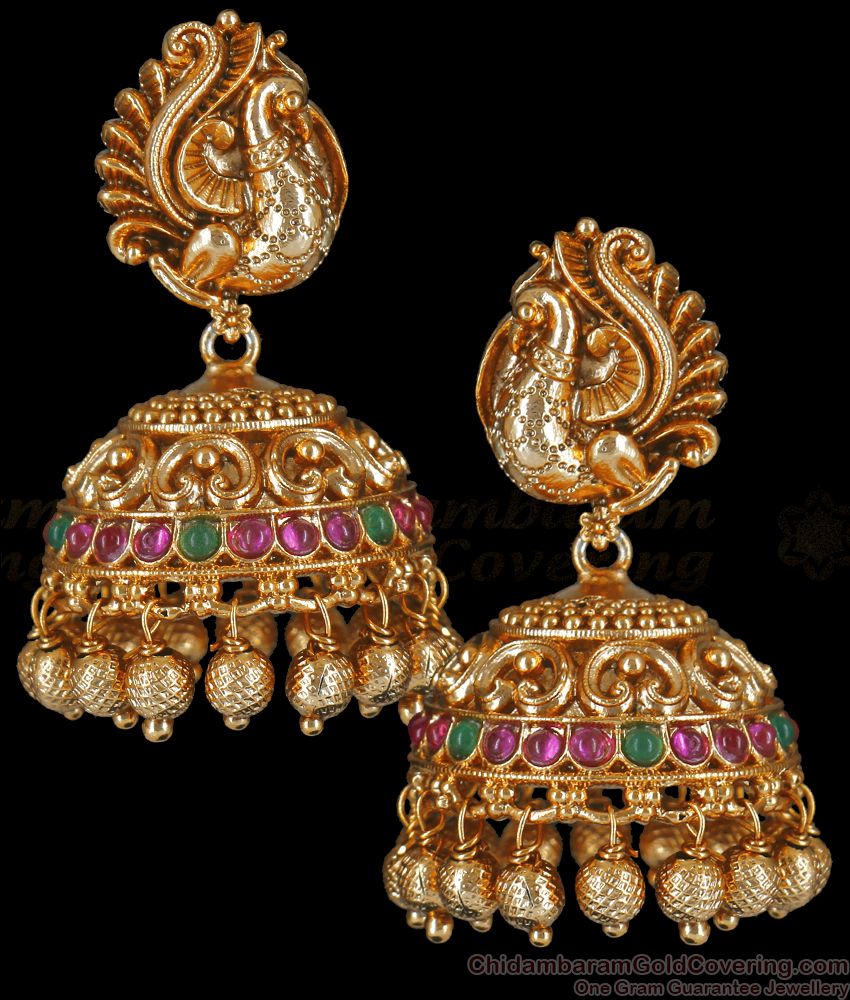 Premium Bridal Peacock Jhumka Earring Antique Collections ER3557