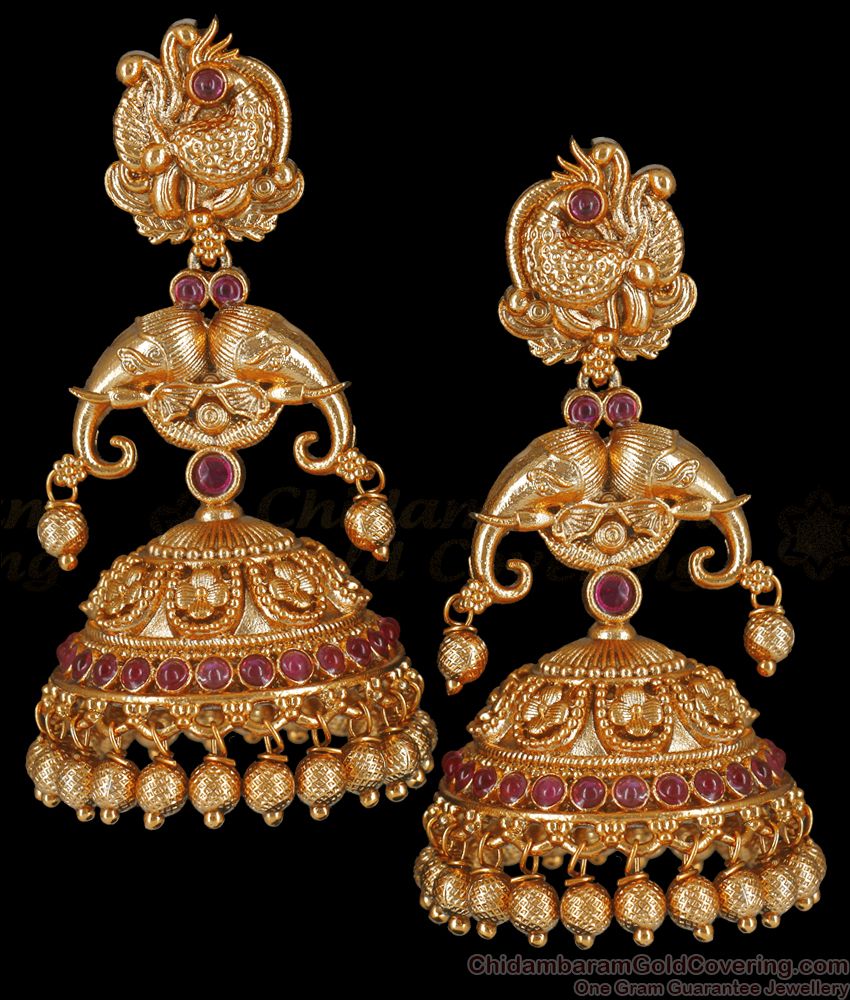 Premium Antique Bridal Long Jhumka Vinayaka Earring Traditional Collection ER3558