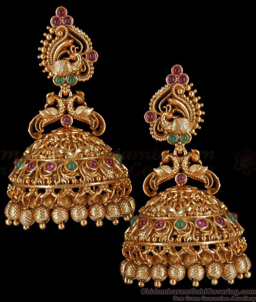 Premium Antique Peacock Jhumki Big Earring Bridal Collection ER3562