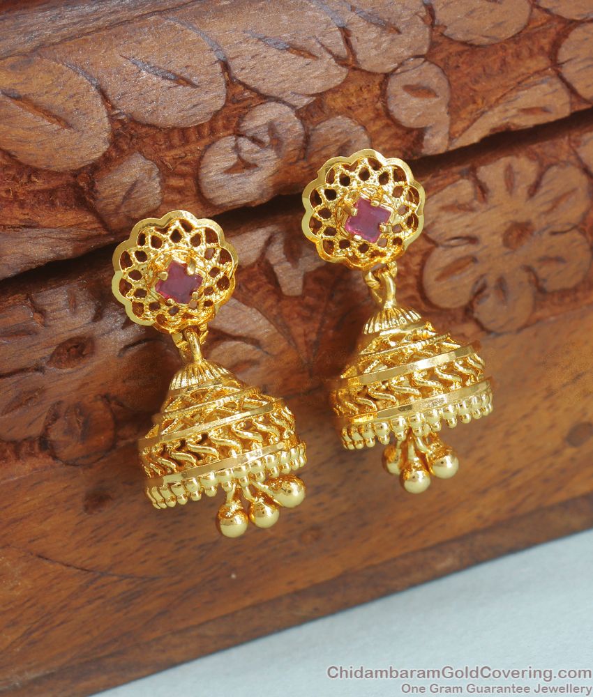 Gold plated Polki Small Jhumka Earrings – Simpliful Jewelry