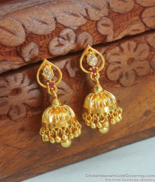 Unique 1 Gram Gold Jhumka Collection Ad Stone Earring ER3573