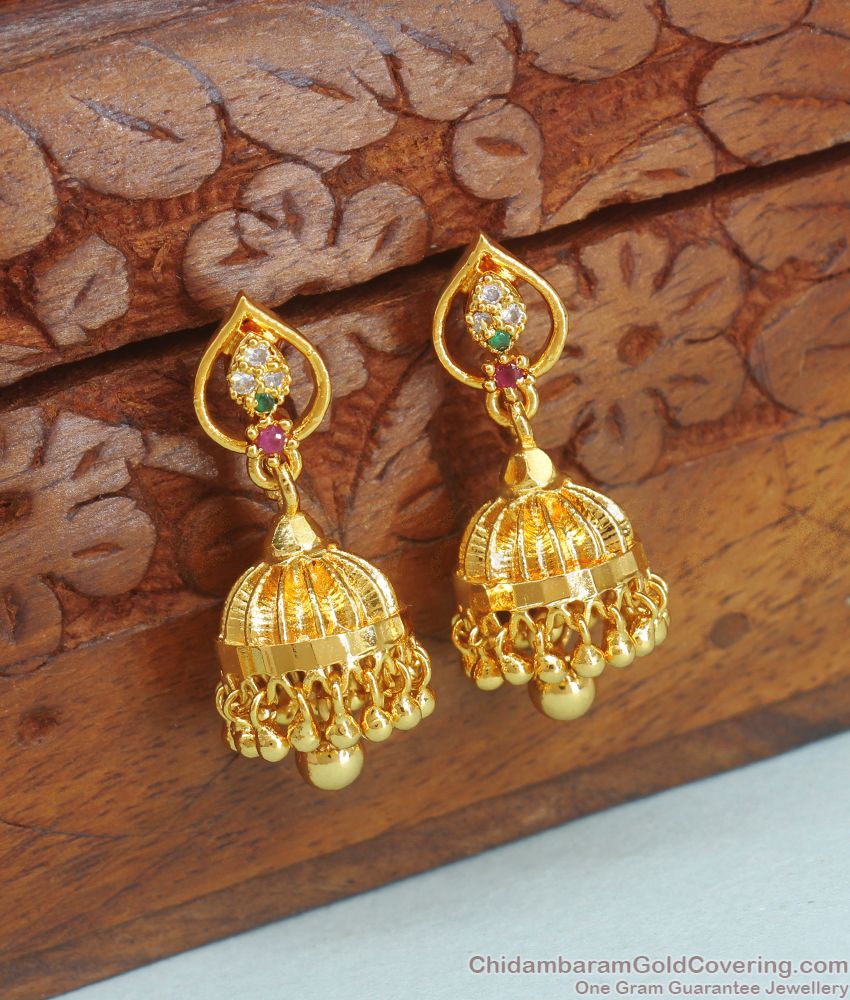 Traditional Gold Plated Jhumki Earring Beads Design ER3574