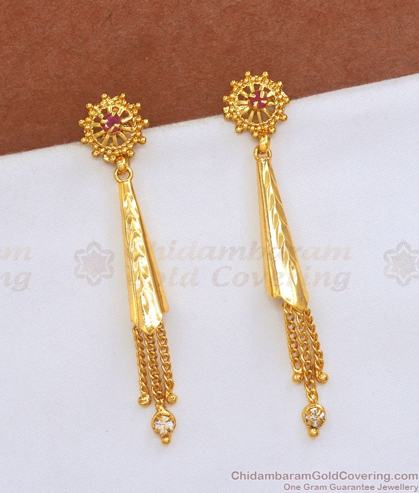 Stylish Gold Plated Earring Stone Dangler Collections ER3582