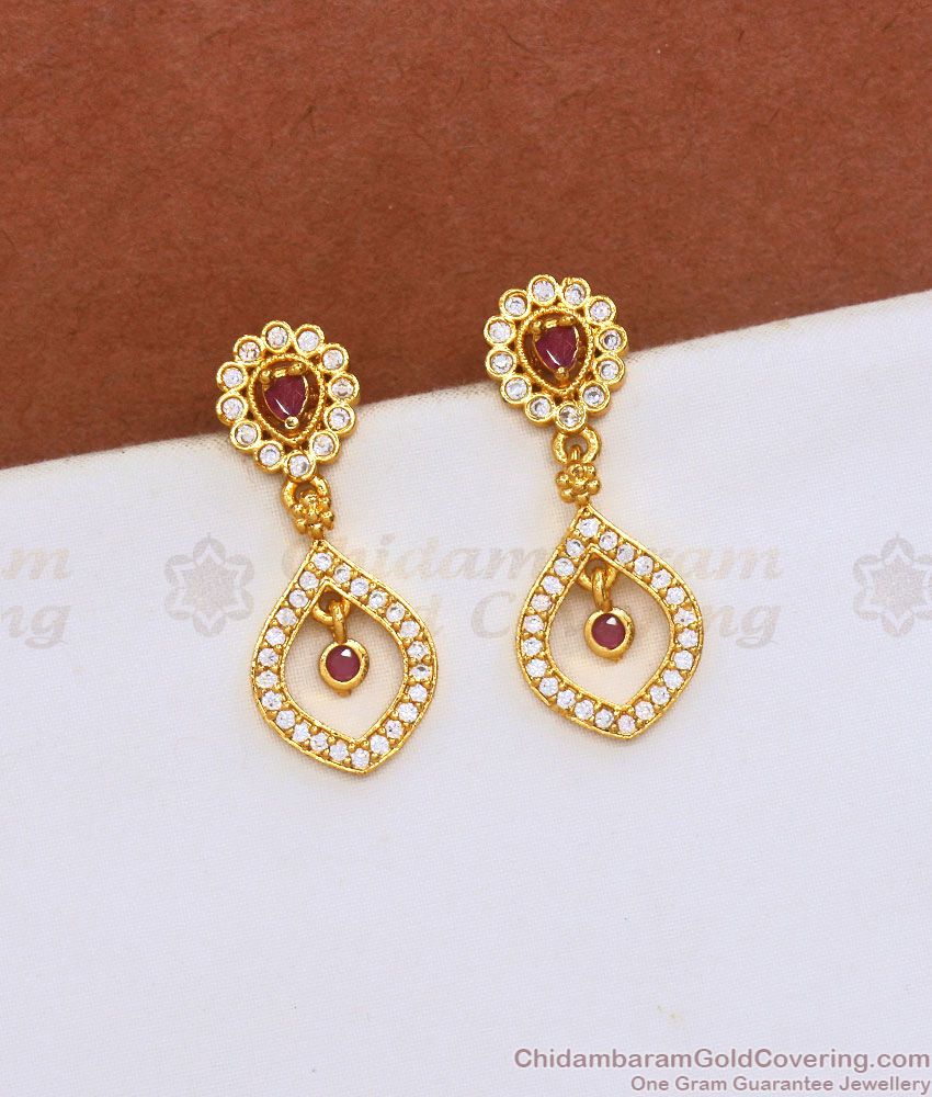 White Ad Stone Gold Imitation Dangler Earrings Shop Online ER3584