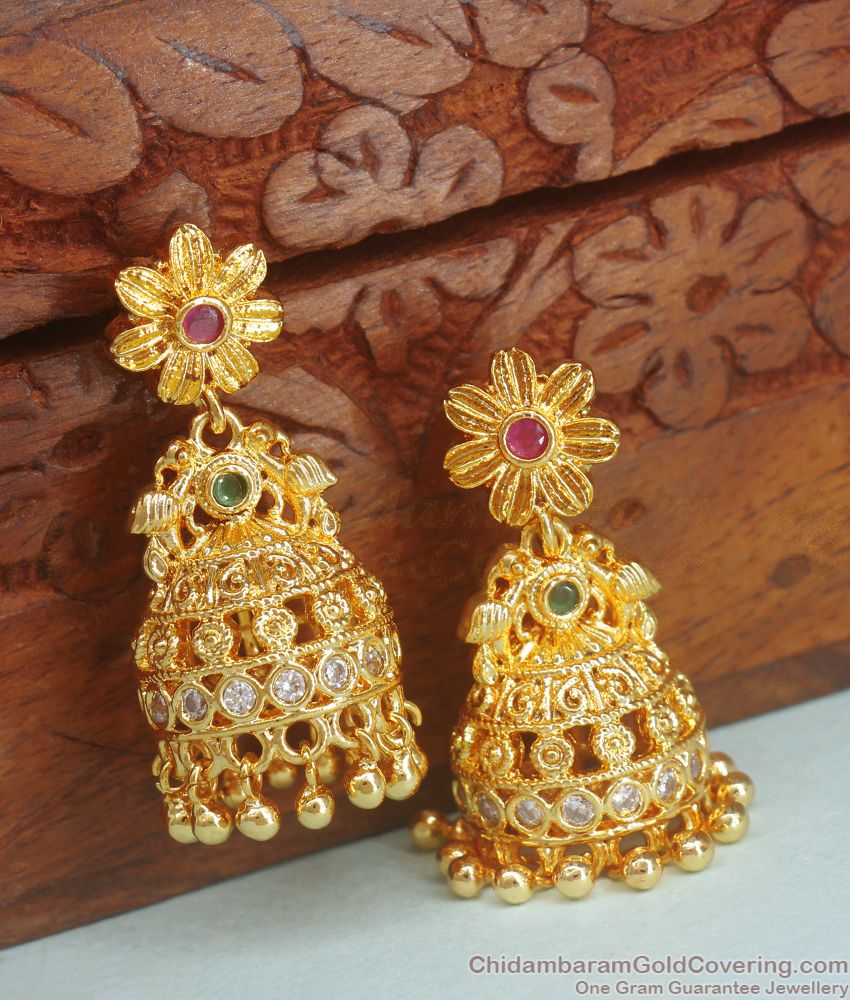 Gorgeous Gold Plated Jhumki Earring Bridal Wear Collections ER3589