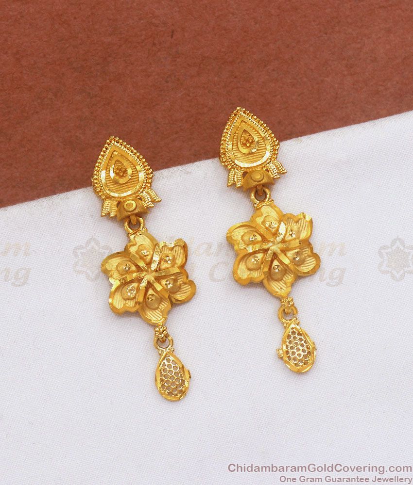 2 gram Gold Earrings Forming Dangler Design ER3591