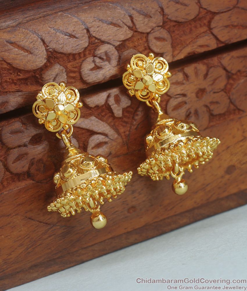 Regular Wear Gold Beaded Jhumki Earring Shop Online ER3595
