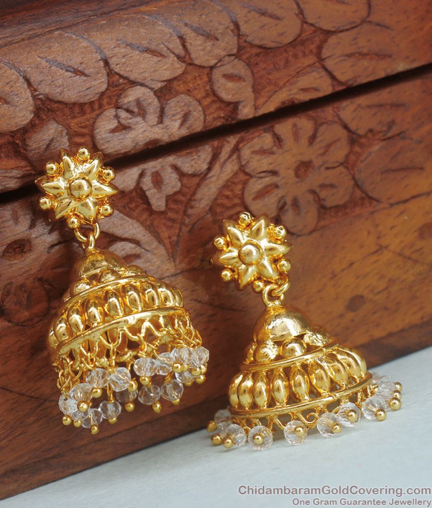 Chandbali Indian Earrings GoldPlated Kundan Jewelry White Stone Ethnic set  tops | eBay