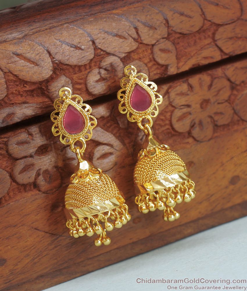 Ruby Stone Gold Plated Jhumki Earring Buy Online ER3606