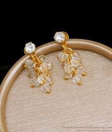 Stylish Grape Design Gold Plated Earring White Stone Dangler Collections ER3617 Stylish Grape Design Gold Plated Earring White Stone Dangler Collections ER3617