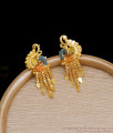 Peacock Design Forming Gold Earrings Enamel Painted Danglers Shop Online ER3623