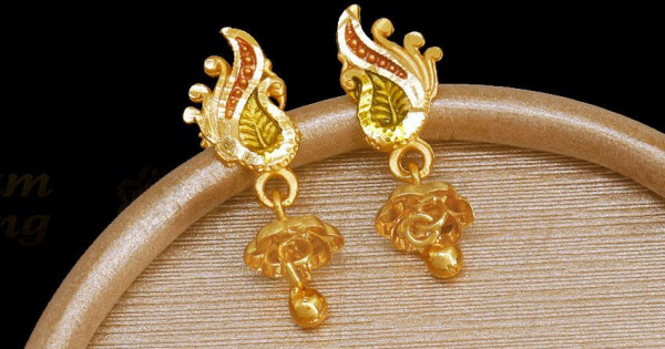 Gold earrings peacock design hotsell