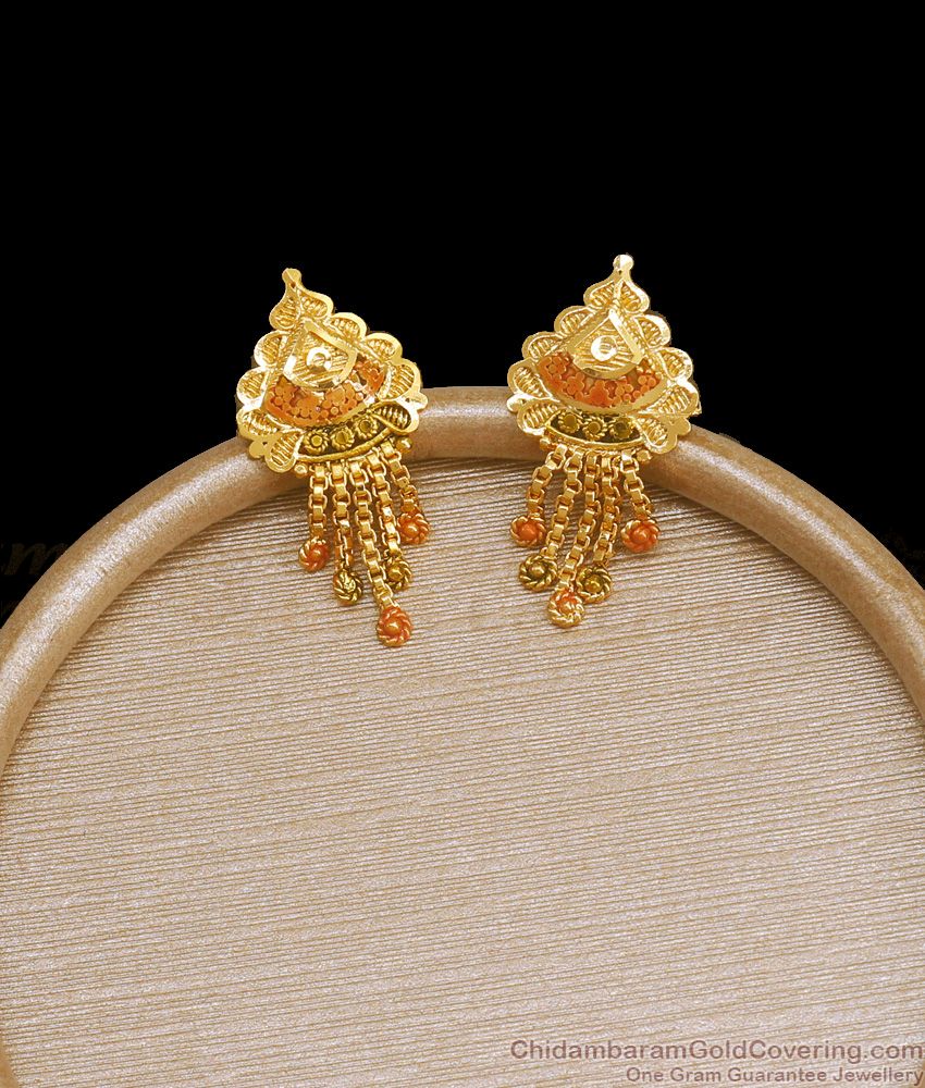 Forming Two Gram Gold Stud Meenakari Earring Buy Online ER3648