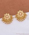 Traditional Impon Gold Stud Big Earring Hanging Gati Stone Designs ER3652