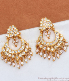 Full White Gati Stone Impon Earrings Gold Danglers Collections ER3657 Full White Gati Stone Impon Earrings Gold Danglers Collections ER3657