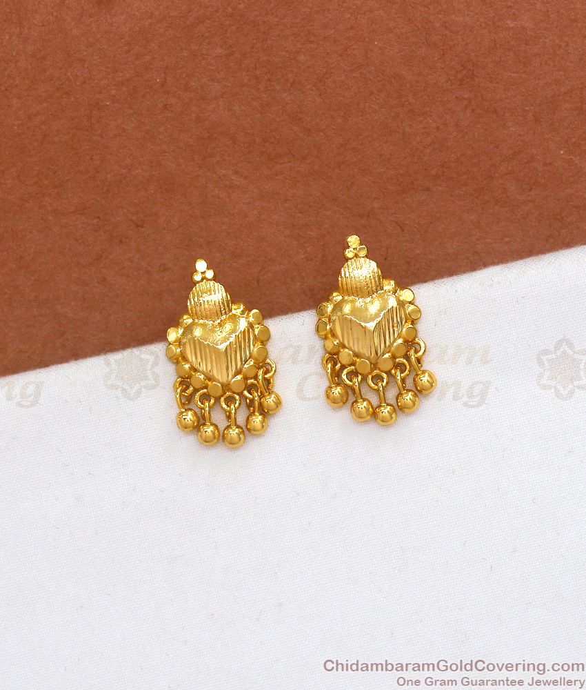 Stylish Gold Plated Earrings Heart Stud Designs ER3667