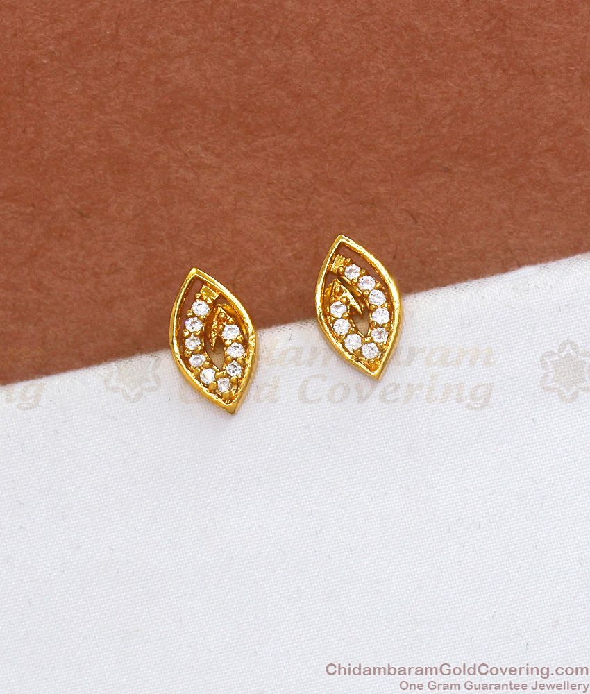Cute White Stone Gold Plated Stud Earrings Shop Online ER3669