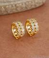 Small Gold Plated Hoop Earring Double Line White Stone Collections ER3677