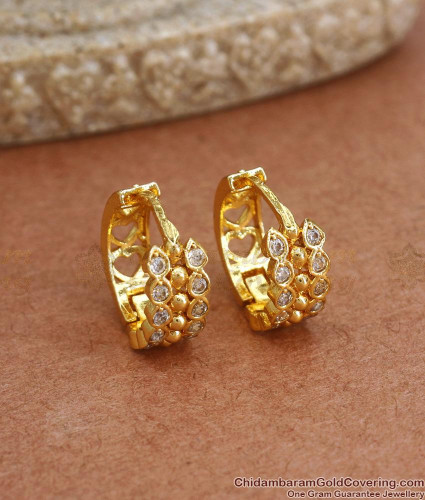 Round Beautiful white stone hoop earring for girls and women at Rs 290/pair  in Chandannagar