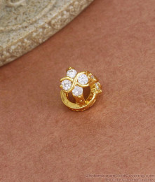 Floral White Stone Hoops 1 Gram Gold Earring Designs ER3682 Floral White Stone Hoops 1 Gram Gold Earring Designs ER3682