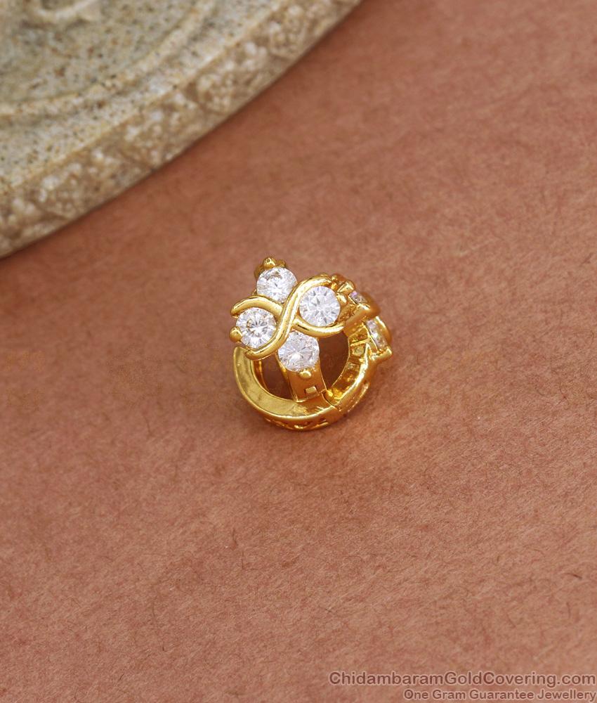 Floral White Stone Hoops 1 Gram Gold Earring Designs ER3682