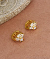 Floral White Stone Hoops 1 Gram Gold Earring Designs ER3682