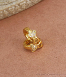 1 Gram Gold Hoop Earring Heart With White Stones ER3687 1 Gram Gold Hoop Earring Heart With White Stones ER3687
