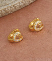 Diamond Pattern Gold Hoop Heart Earrings Shop Online ER3691
