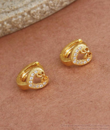 Diamond Pattern Gold Hoop Heart Earrings Shop Online ER3691 Diamond Pattern Gold Hoop Heart Earrings Shop Online ER3691