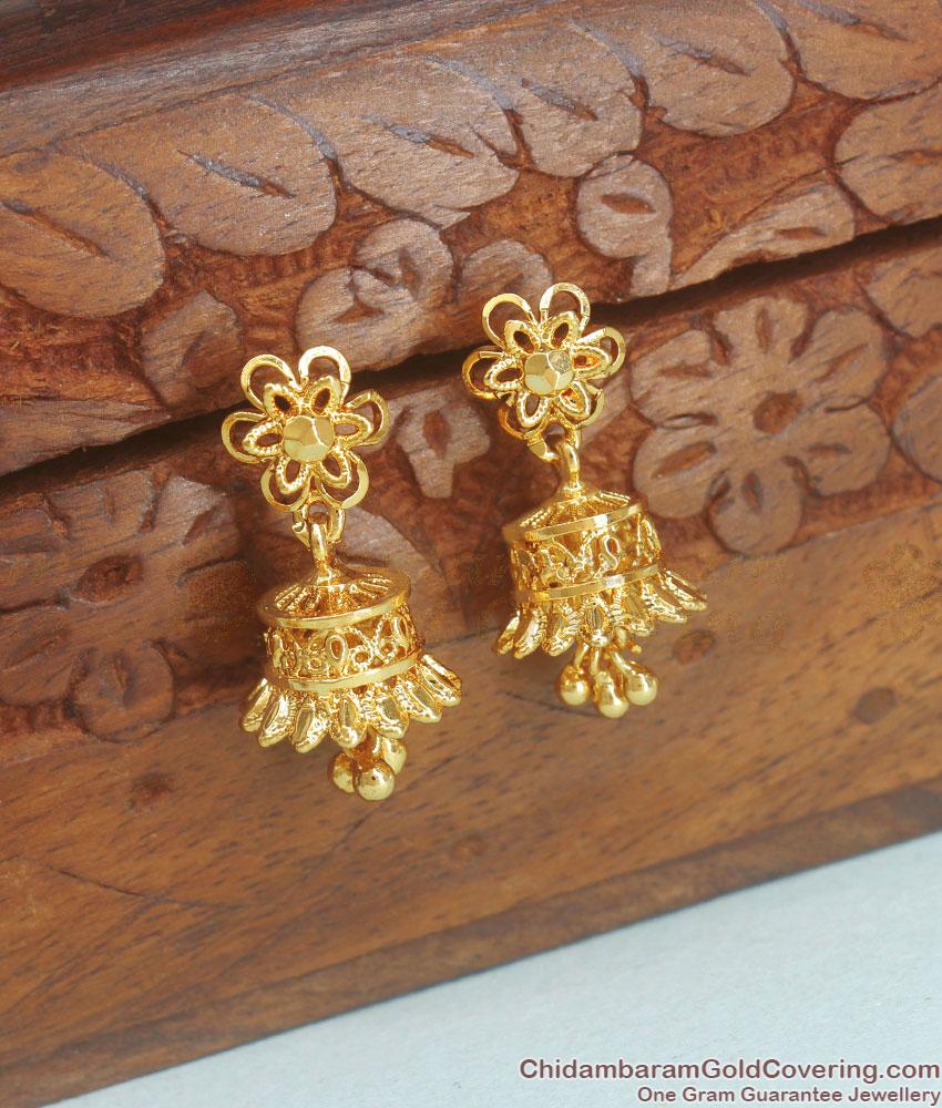 Regular Daily Wear One Gram Gold Jhumki Earring Hanging Beads Design ER3697