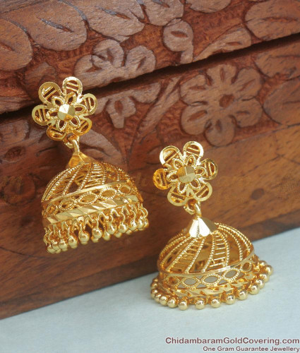 Traditional Peacock Design Gold Plated Jhumka Earrings