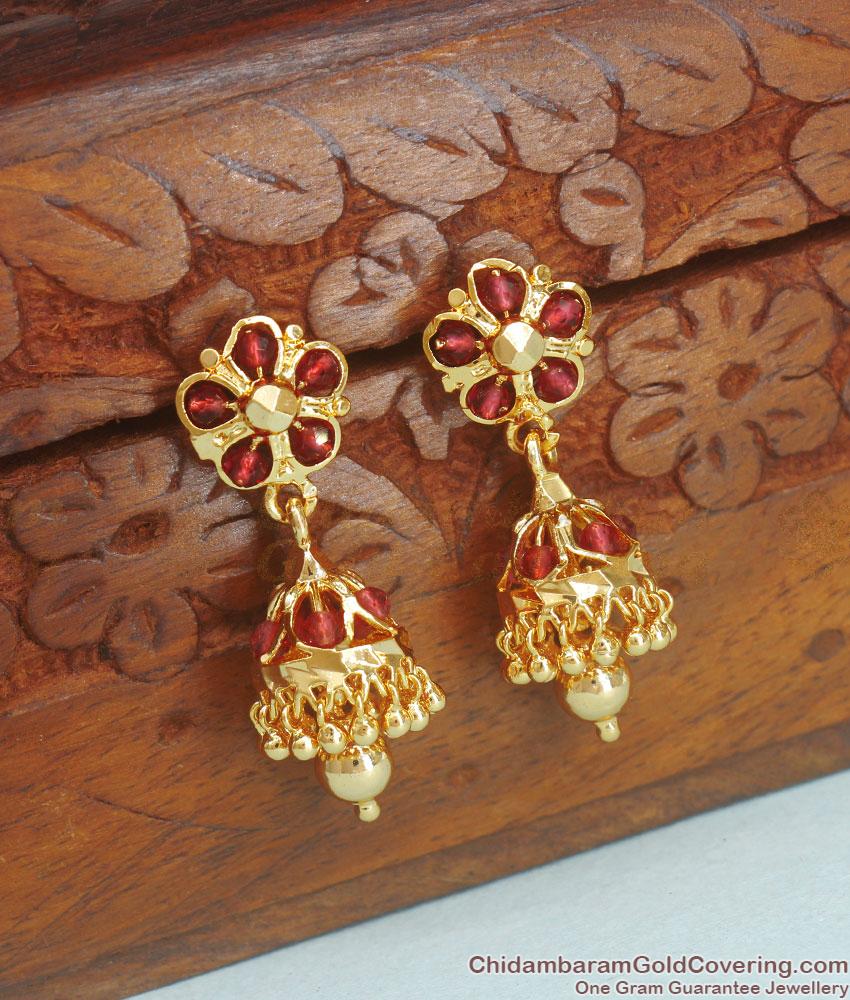 Beautiful Ruby Stone Gold Jhumki Earrings All Day Jewelry Collections ER3705