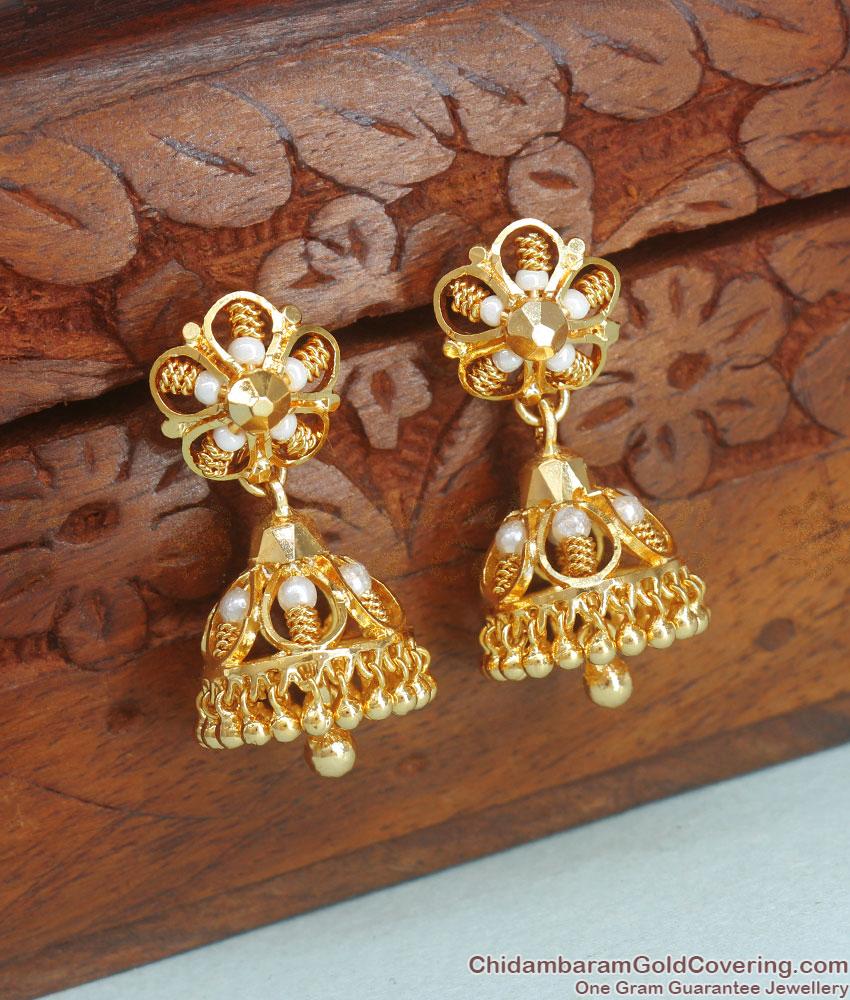 White Pearls Gold Imitation Jhumki Earrings Shop Online ER3707