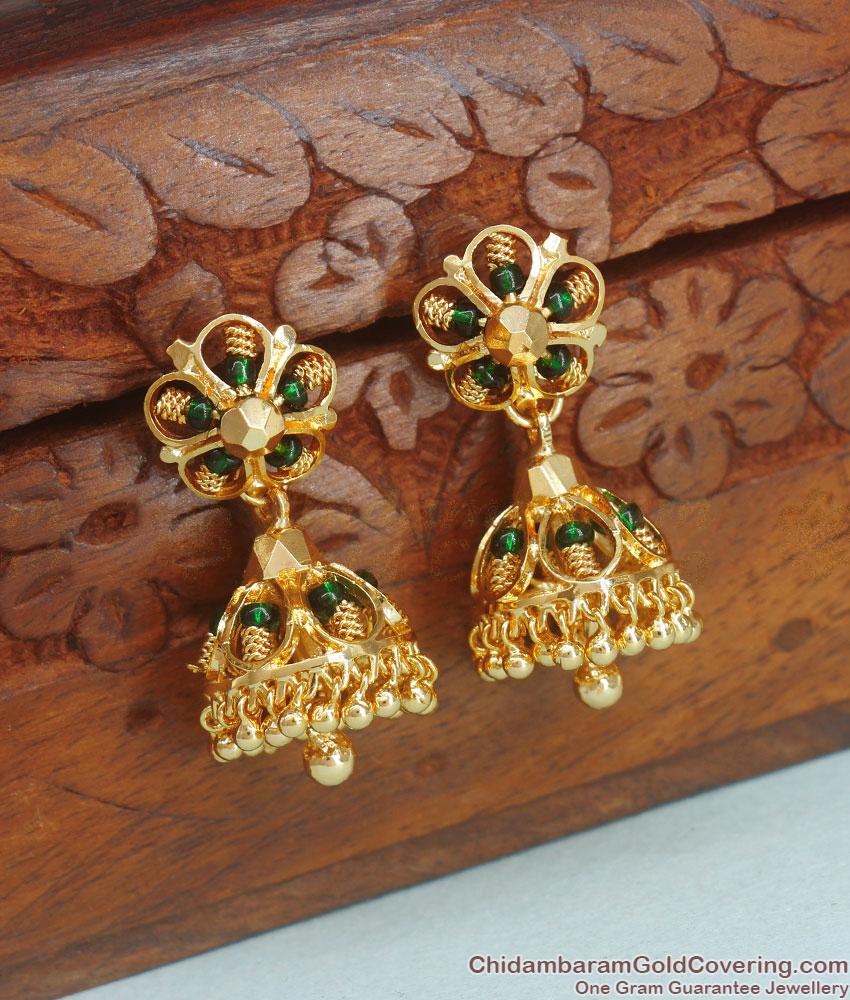One Gram Gold Jhumki Earrings Emerald Designs Shop Online ER3709