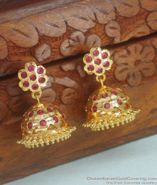 Full Ruby Gati Stone Impon Jhumki Earrings Shop Online ER3716