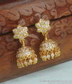 Glittering White Stone Impon Jhumki Earrings Designs Shop Online ER3718