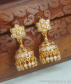 Full White Gati Stone Impon Jhumki Earring Hanging Beads Design ER3721