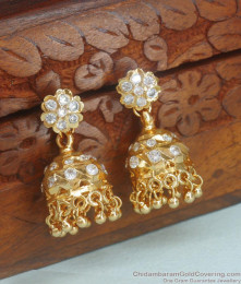 Premium 5 Metal Earring White Gati Stone Bridal Jhumki Shop Online ER3722 Premium 5 Metal Earring White Gati Stone Bridal Jhumki Shop Online ER3722