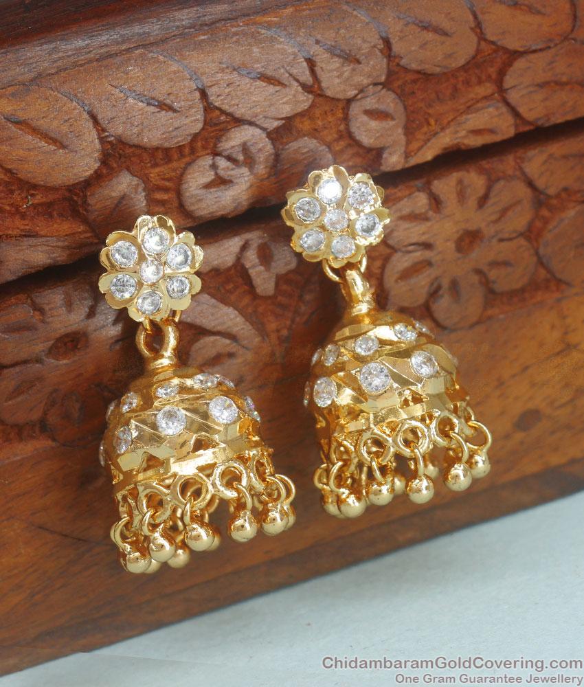 Premium 5 Metal Earring White Gati Stone Bridal Jhumki Shop Online ER3722