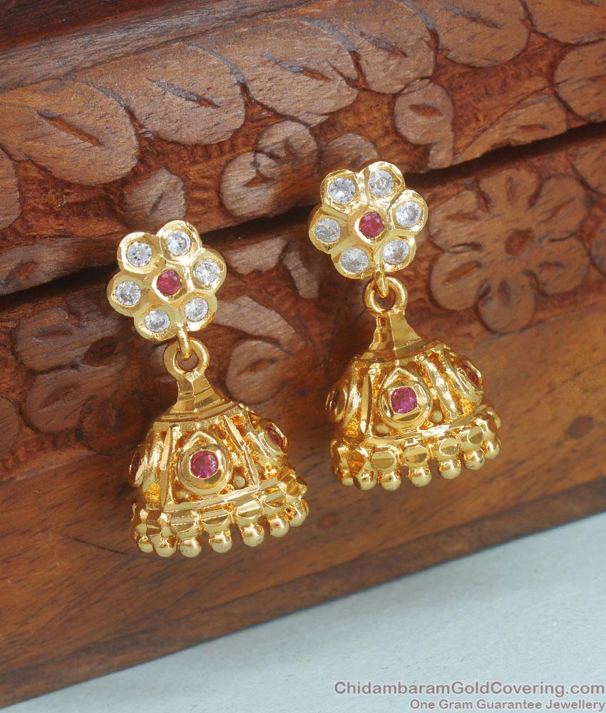 Original Impon Jhumki Earring Ruby White Gati Stone Jewelry Collections ER3725