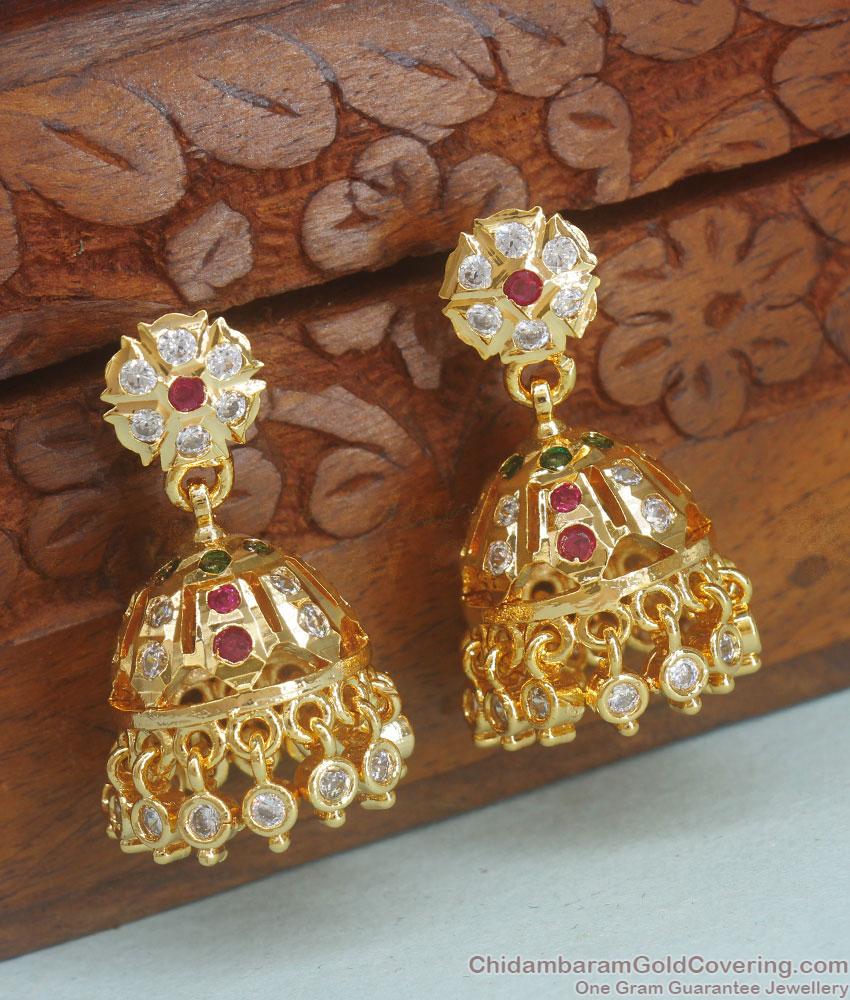 Multi Stone Impon Jhumki Earring Bridal Collections Shop Online ER3728